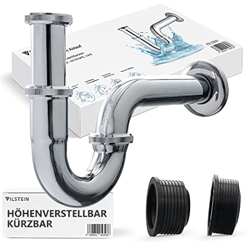 VILSTEIN Siphon Waschbecken | Verchromt | Geruchsverschluss | Syphon Badezimmer Waschbecken Cover