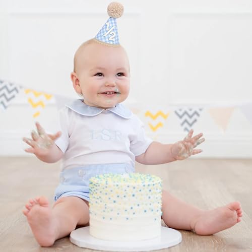 Boho Half Birthday Hat - Gingham Style1/2 Birthday Decorations, Plaid Birthday Hat, Boho 6 Months Birthday Party Hat3
