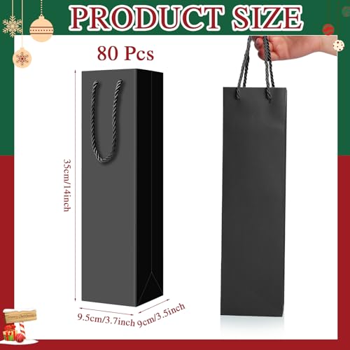 Fulmoon 80 Pack Wine Gift Bag Wine Bags Bulk Wine Bottle Gift Bags Reusable Wine Bottle Bags For Gifts Paper Bag With Handles For Valentine'S Day Shopping Wedding Dinner 3.7 X 3.5 X 14 Inch thumb #1