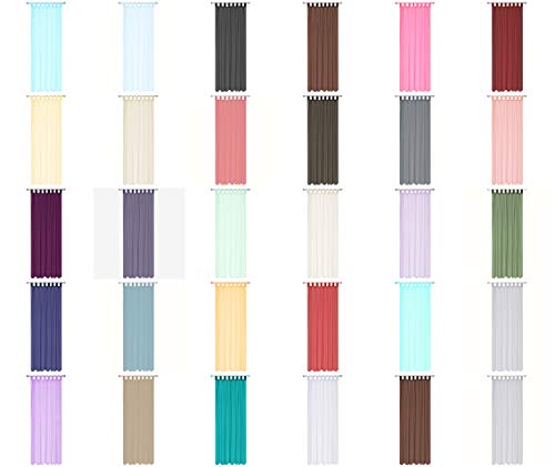 Megachest sheer Voile Tab Top Curtain(dark brown, 56" wideX48 drop(W142cmXH122cm)), W 56" x L 48" (2 Panels) - Image 4