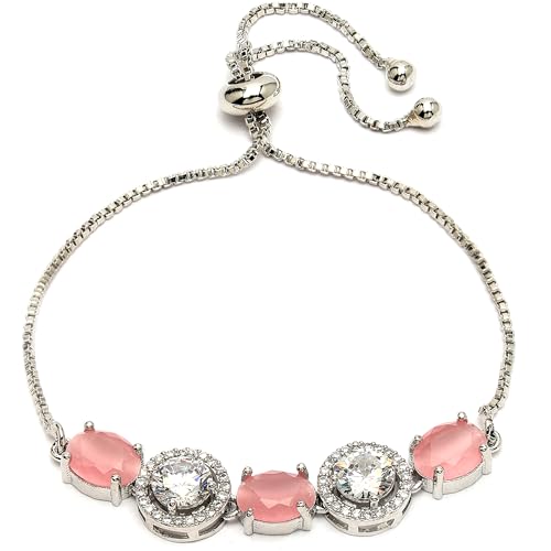 Image of ZENEME Rhodium Plated Brass Crystal Stylish Silver Plated American Diamond Melodic Opulence Bracelets For Women & Gifts For Girls Jewellery