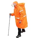 bluefield レインコート ポンチョ ザックカバー 反射テープ付き (オレンジ, XL)