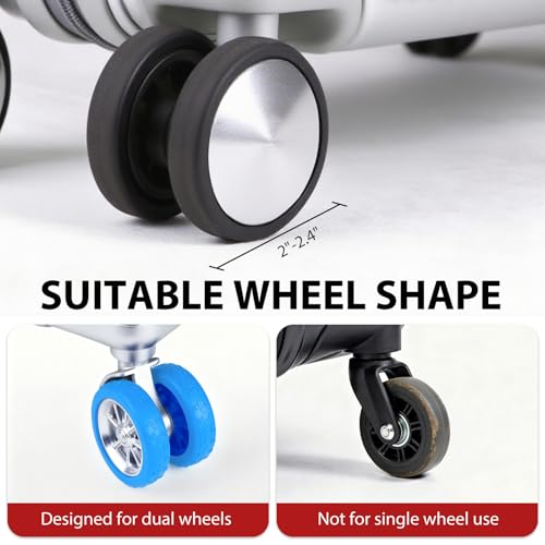 Silicone Luggage Wheel Covers (8-Pack) - Durable, Abrasion-Proof Protector Guards to Extend Your Suitcase Wheels' Life, Universal Fit for Most Luggage（Blue）2