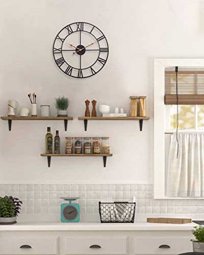 Wall Clock For Living Room Decor, Silent Battery Operated Wall Clocks With Roman Numerals, 14 Inch Large Vintage Decorative Farmhouse Metal Indoor Outdoor Clock For Bedroom, Kitchen, Patio - Black #TOP4