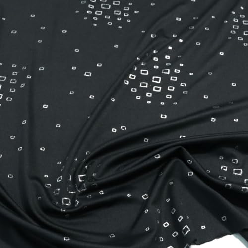 TOLKO super elastischer Designer Jersey für Kleid Rock Leggins | Knitterfrei weich blickdicht | edler Kleiderstoff Kostümstoff Modestoff zum Nähen 145cm breit Jerseystoff Meterware (Schwarz)