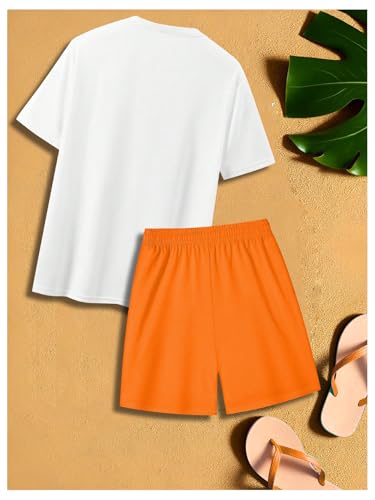 Men's Casual Outfits 2 Piece Set Short Sleeve Tropical Graphic Tees and Beach Shorts3