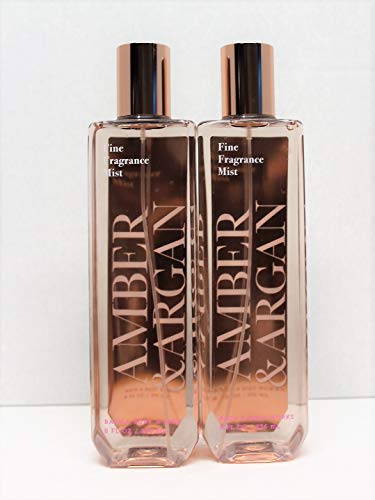 Set Of 2 Bath and Body Works Amber and Argan Fine Fragrance Mist 8 Ounces Each Spring 2018 Collection