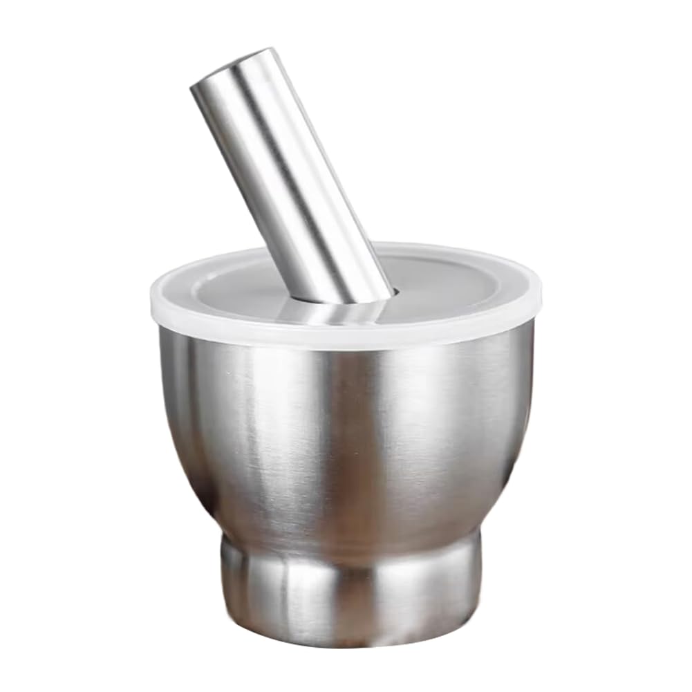 CTRLZS Household Kitchen Masher Mortar 304 Stainless Steel Garlic Pounder Stone Mortar Mashing Jar