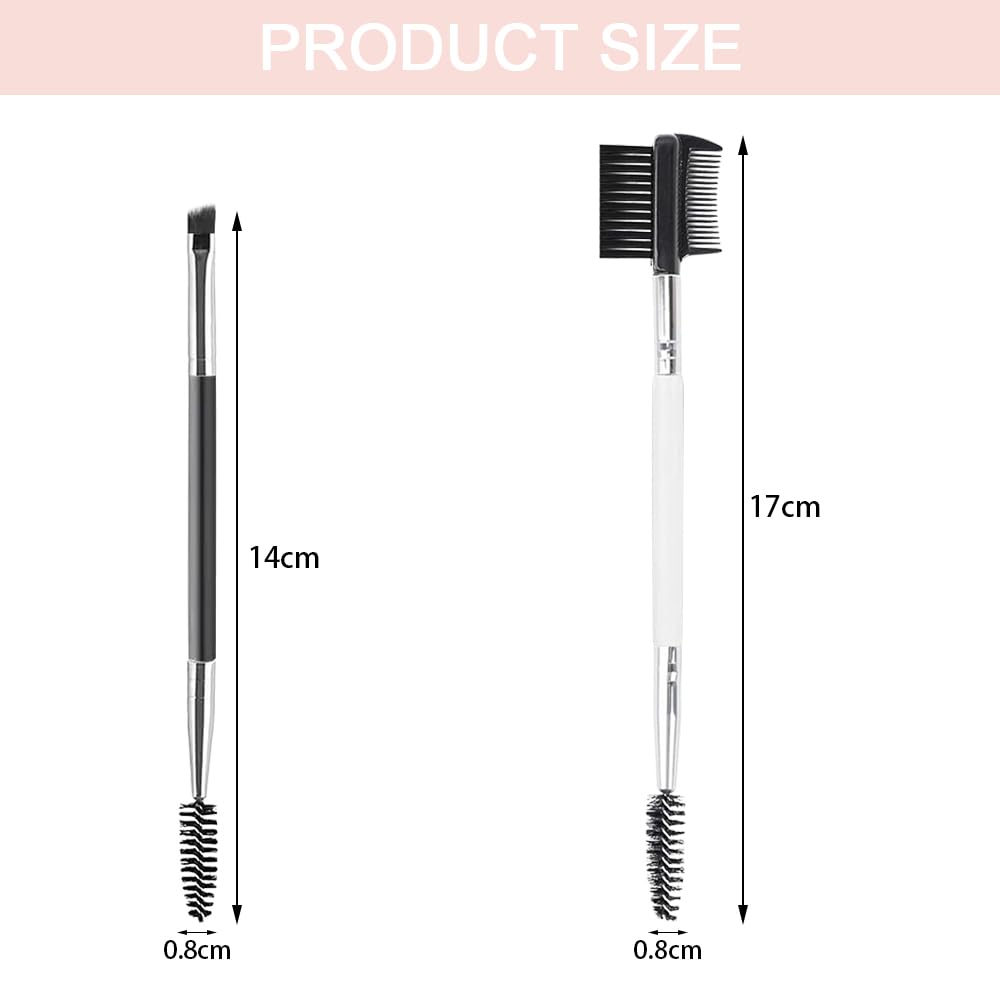 TRKETK 6 Pcs Eyebrow Brush Professional Double-ended Eyelash Comb Angled Eyebrow and Spoolie Eyelash Comb 2 in 1 Eyebrow Brush Tool Makeup Tool for Modifying Brows and Eyelashes - Image 2