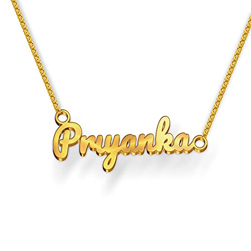 Image of Priyanka Cursive Gold & Silver Name Pendant Necklace, Best Jewelry Gift for Girls.