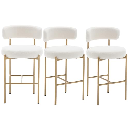 Canxkun Gold Boucle Bar Stools Set of 3, 26
