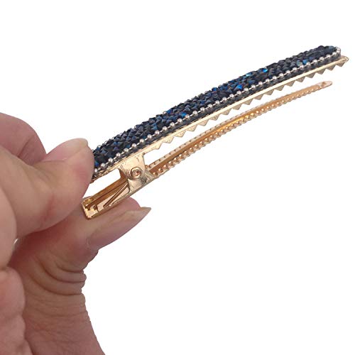 4 Rhinestone Crystal Long Slim Beak Duckbill Alligator Clip Pin Hair Accessories Women Girls