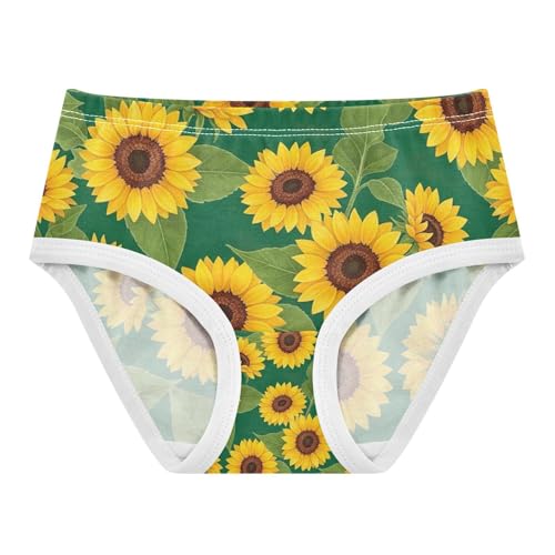 Toddler Girl Briefs, Yellow Sunflowers Petals Girls Cotton Underwear, 2–8 Years
