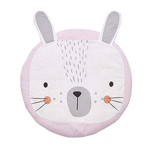 Morbuy Alfombra de Juegos Bebes Animales, Redonda Manta de Rastreo de Niños Suave de Algodón Infantil Dormitorio Decoración De La Habitación Ins Regalos (Rabbit Pink)