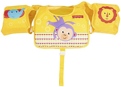 Bestway 93522 - Chaleco Infantil Con Manguitos Foam Fisher Price Swim Pal Con Hebillas Ajustables Para Niños Y Niñas De 3 A 6 Años Amarillo Con Protección 50 Upf