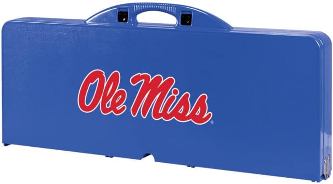 PICNIC TIME NCAA Ole Miss Rebels Folding Picnic Table - Camping Table - Outdoor Table with Umbrella Hole, (Royal Blue)