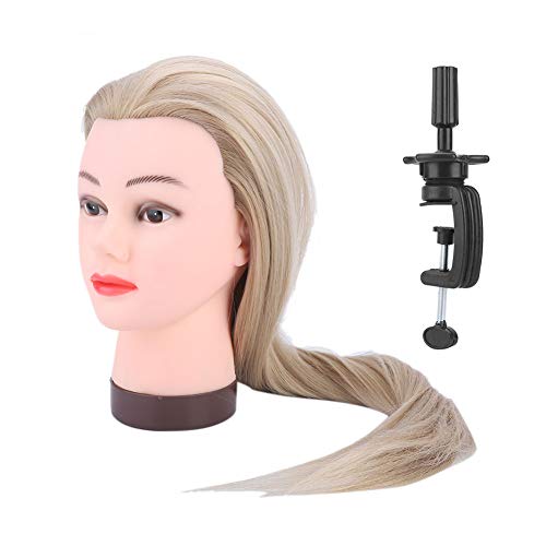 Makeup Training Head with Hair, Hair Mannequin Head Cosmetology Doll Head Hairdresser Training Practice Head for Wig Blond Golden Brown - Image 4