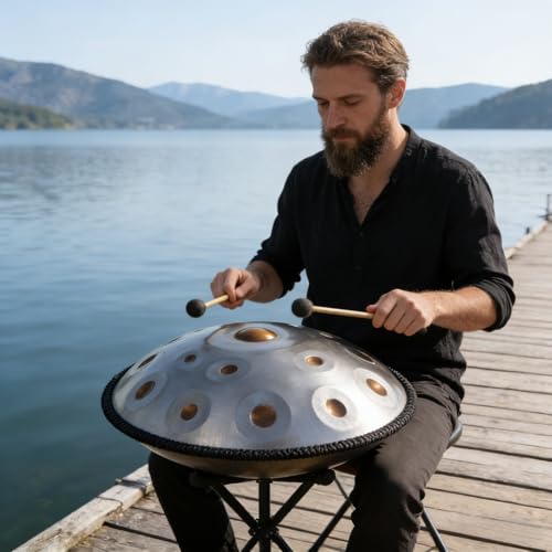 Handpan Artesanal 12 Notas Golden Eyes Acero Profesional miniatura 3