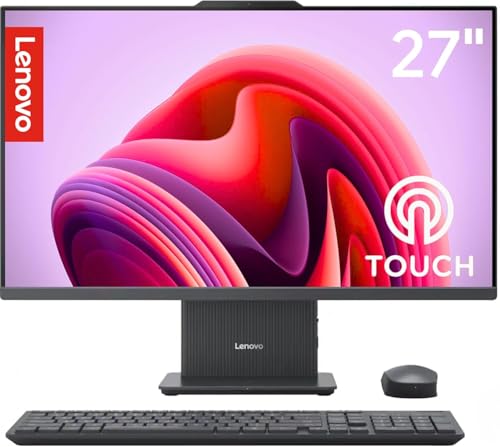 Image of Lenovo IdeaCentre 27 inch Touchscreen All-in-One Desktop Computer • 6-core AMD Ryzen 5 Processor • 16GB DDR5 • 256GB SSD • Office 365 for The Web • Wireless KB&Mouse • Wireless Charging Base • Win 11