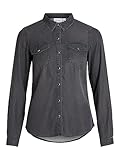 Vila Damen Vibista Denim skjorte/su-noos Jeanshemd, Black Denim, M EU