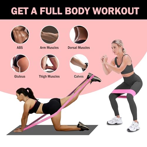 Image of KANGFITER Long and Short Fabric Resistance Bands with Ankle Weights, Non-Slip Stretch Booty Bands for Working Out Women & Men, Loop Exercise Elastic Bands for Home Physical Therapy Yoga Pilates