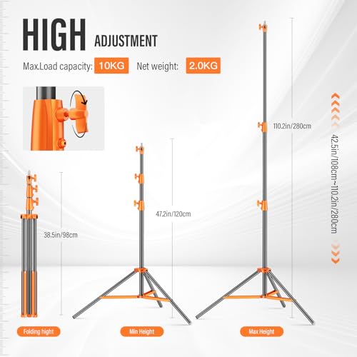 Image of Heavy Duty Light Stand 9.1ft /280cm All Metal Tripod Stand Max Loading:10KG