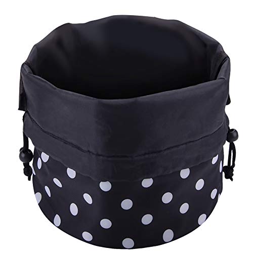 BQTQ Barrel Makeup Bag Drawstring Cosmetic Bag Black with White Dot Large Capacity Toiletry Bag Pouch Waterproof Traveling Makeup Organizer for Women and Girls