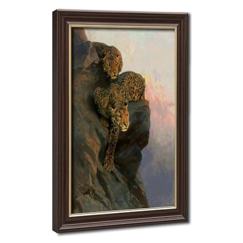 Impression sur toile Léopards on The Lookout par Arthur Wardle - Cadre à suspendre 20x30 cm