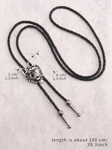 Image of Jeilwiy Bolo Tie for Men Western Cowboy Tie Necklace Gold Bolo Tie Leather Necktie Halloween Tie Accessories for Women