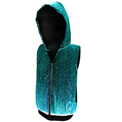 Men's LED Light up Pullover Black Hoodies Full Zip Hooded Tank Top For Raves Party Gift