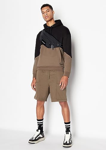 Armani Exchange Men's Cotton French Terry Drop Shoulder Colorblock Hoodie Sweatshirt2