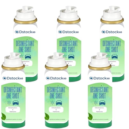 DSTOCK60 - Aérosol One Shot Nettoyant Climatisation & Habitacle Auto – Parfum Menthe – Élimine les Mauvaises Odeurs – Traitement Intérieur Véhicule,...