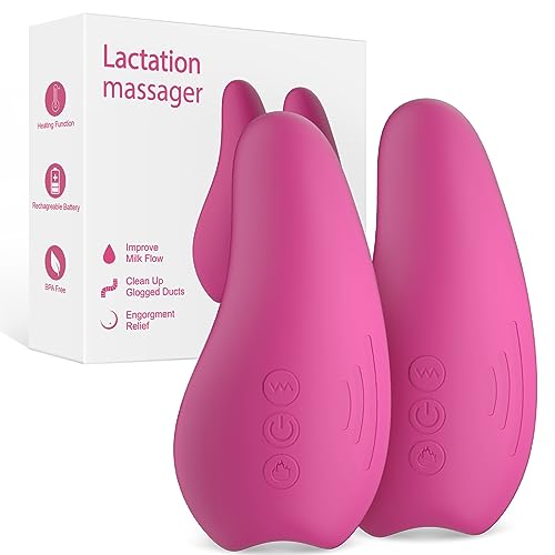 Image of NIRGU Warming Lactation Massager, 2 Adjustable Heat &10 Vibration Modes for Relieve Clogged Ducts, Mastitis, Engorgement, Lactation Massager for Pumping and Breastfeeding 2 Pack