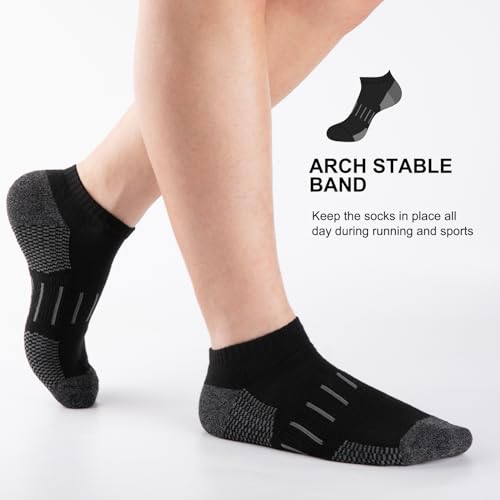 Heatuff Men's Athletic Ankle Socks Moisture Wicking Cushion Sports Running Low Cut Sock (8 Pairs)4