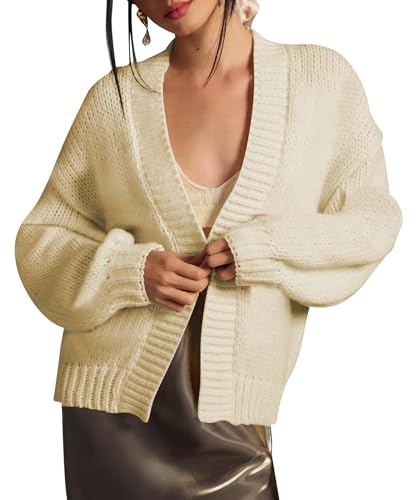 Image of Cakulo Womens 2024 Cardigan Sweaters Fall Oversized Chunky 3D Flower Open Front Knit Cardigans Trendy