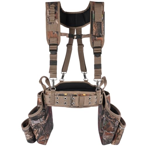 Image of MELOTOUGH Professional Camo Tool Belt with Suspenders Carpenter Tool Belt