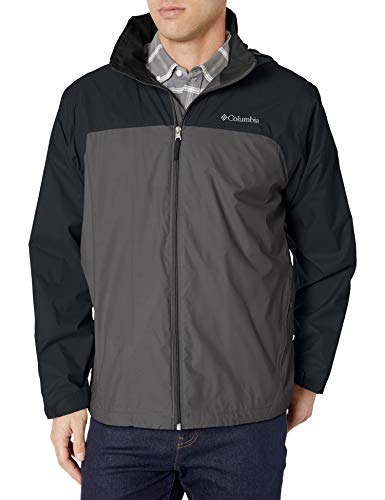 Columbia Mens Glennaker Lake Lined Rain Jacket, Waterproof & Breathable, Grill, Black, Large