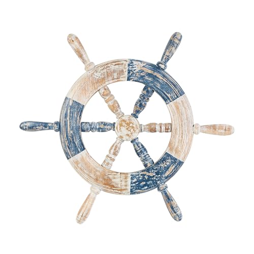 Deco 79 Wood Ship Wheel Home Wall Decor Distressed...