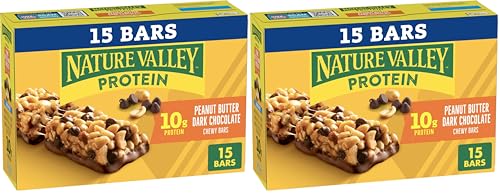 Image of Nature Valley Breakfast Bars, Protein Granola Bars, Peanut Butter Dark Chocolate, Chewy, Gluten-Free, Individually Wrapped, On-the-Go, No Artificial Flavors or High Fructose Corn Syrup, 15-Count Box