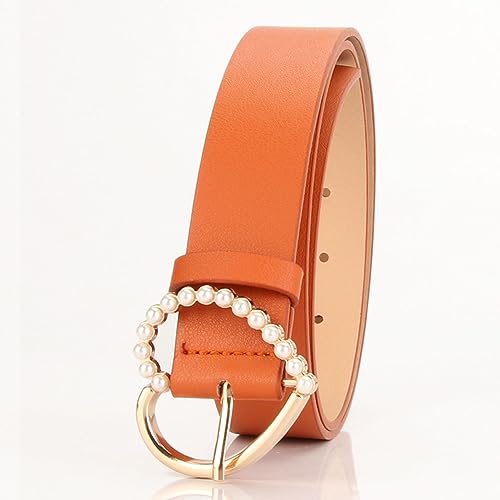 Women's Faux Leather Belt For Dress Fashion Chunky Belt Love Heart Beaded Jeweled Pearl Buckle Casual Belts2