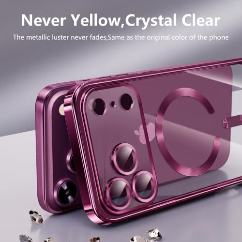 Image of Magnetic for 18 Pro Case with Privacy Screen Protector & Full Camera Cover,[Non-Yellowing] Shockproof Clear Phone Case Compatible with MagSafe Women Girls for 18 Pro,Hot Pink