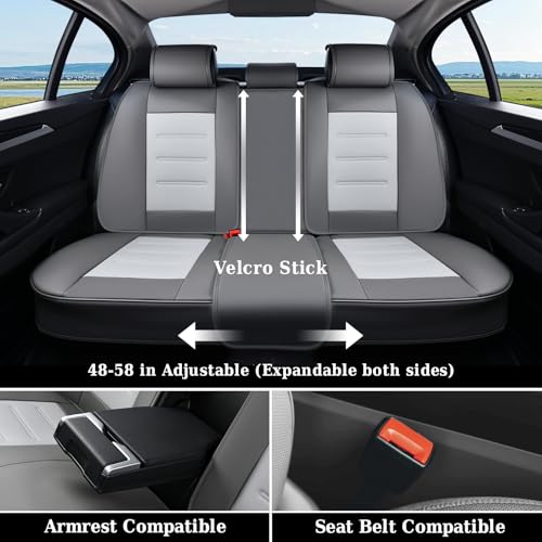 Image of Coverado Car Seat Covers Full Set, Seat Covers for Cars, Front Seat Covers and Back Seat Cover Waterproof Leather Automotive Seat Cover, Universal Car Interior Protectors Cushion for Most Cars