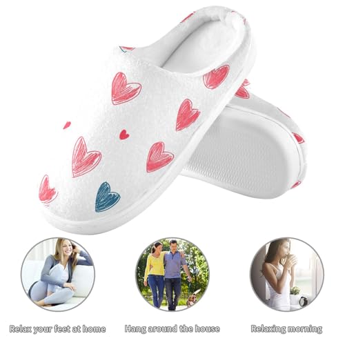 JUNZAN Cartoon Cute Love Hearts Womens Cotton House Slippers Comfortable Memory Foam Foam Slippers for Spa Christmas Presents 6-73