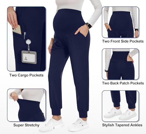 Image of PACBREEZE Women's Maternity Scrubs with 6 Pockets, Workwear Maternity Jogger Scrubs Pregnancy Pants, S-XXL