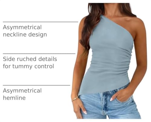 Image of PRETTYGARDEN One Shoulder Summer Tops for Women