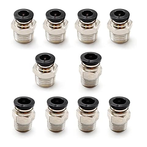 SRJQXH 10 Pcs Male Straight Pneumatic, M6 1/4 and M8 1/4 Tube Push in Quick Fitting, Copper Push to Quick Connect Fittings, Suitable for Trachea and Automation Equipment Cover