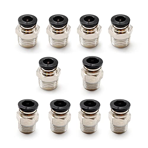 SRJQXH 10 Piezas Conectores Neumaticos, 6MM 1/4 y 8MM 1/4 Conector rápido Push In, Accesorios de Conexión Rápida Hecho de Latón, Adecuado para Tráquea y Equipos de Automatización
