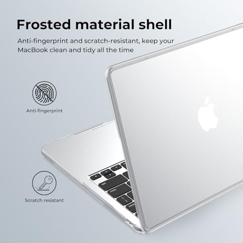 Image of BlueSwan Anti-Cracking Case for MacBook Air 13 inch, M5 2026 M4 M3 M2 2025-2022 A3449 A3240 A3113 A2681, Drop Protection Soft TPU Bumper PC Base for Air 13.6 inch, Frosted White