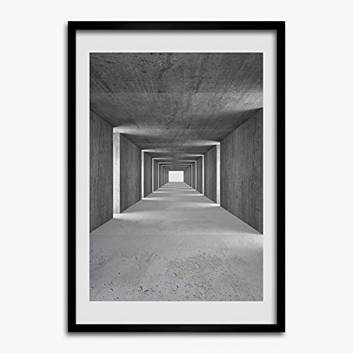 Tableau moderne tunnel de béton 50x70 cm avec cadre en bois MDF Tulup pour décoration murale