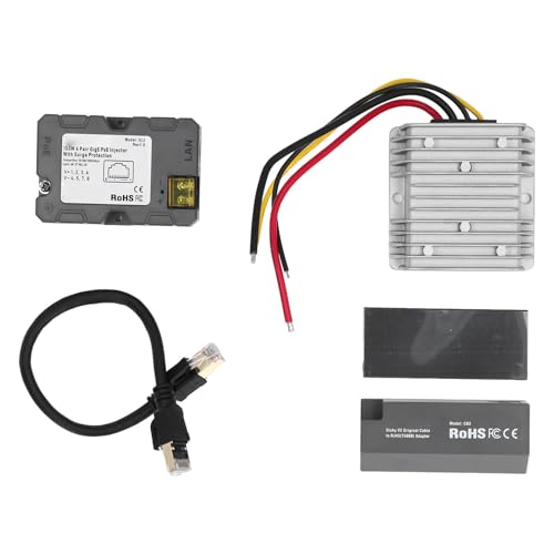 Inyector PoE de 150 W, kit GigE PoE con adaptador RJ45 y convertidor DC step-up de 12 V a 48 V, adaptador de alimentación PoE Gigabit compatible con antena Starlink V2 miniatura 7